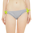 "Skull & Barrel" Base Light Grey - Black Logo - Loop Tie Side Bikini Bottom (AOP)