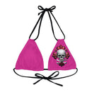 "Skull & Barrel" Base Pink - Left Logo - Strappy Triangle Bikini Top (AOP)