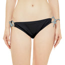 "Skull & Barrel" Base Black - White Logo - Loop Tie Side Bikini Bottom (AOP)