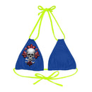 "Skull & Barrel" Base Dark Blue - Right Logo - Strappy Triangle Bikini Top (AOP)