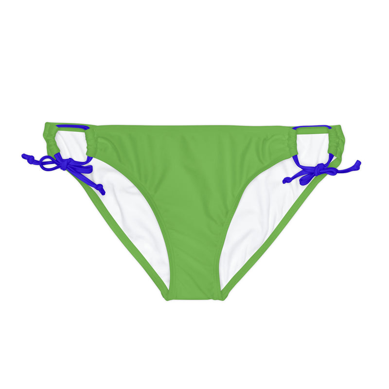 "Skull & Barrel" Base Green - White Logo - Loop Tie Side Bikini Bottom (AOP)