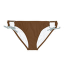 "Skull & Barrel" Base Brown - White Logo - Loop Tie Side Bikini Bottom (AOP)