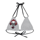 "Skull & Barrel" Base Light Grey - Right Logo - Strappy Triangle Bikini Top (AOP)