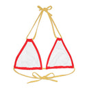 "Skull & Barrel" Base Red - Left Logo - Strappy Triangle Bikini Top (AOP)