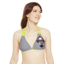 "Skull & Barrel" Base Grey - Left Logo - Strappy Triangle Bikini Top (AOP)