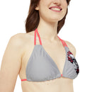 "Skull & Barrel" Base Light Grey - Left Logo - Strappy Triangle Bikini Top (AOP)