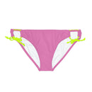 "Skull & Barrel" Base Light Pink - White Logo - Loop Tie Side Bikini Bottom (AOP)