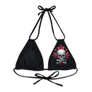 "Skull & Barrel" Base Black - Left Logo - Strappy Triangle Bikini Top (AOP)