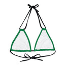 "Skull & Barrel" Base Dark Green - Right Logo - Strappy Triangle Bikini Top (AOP)