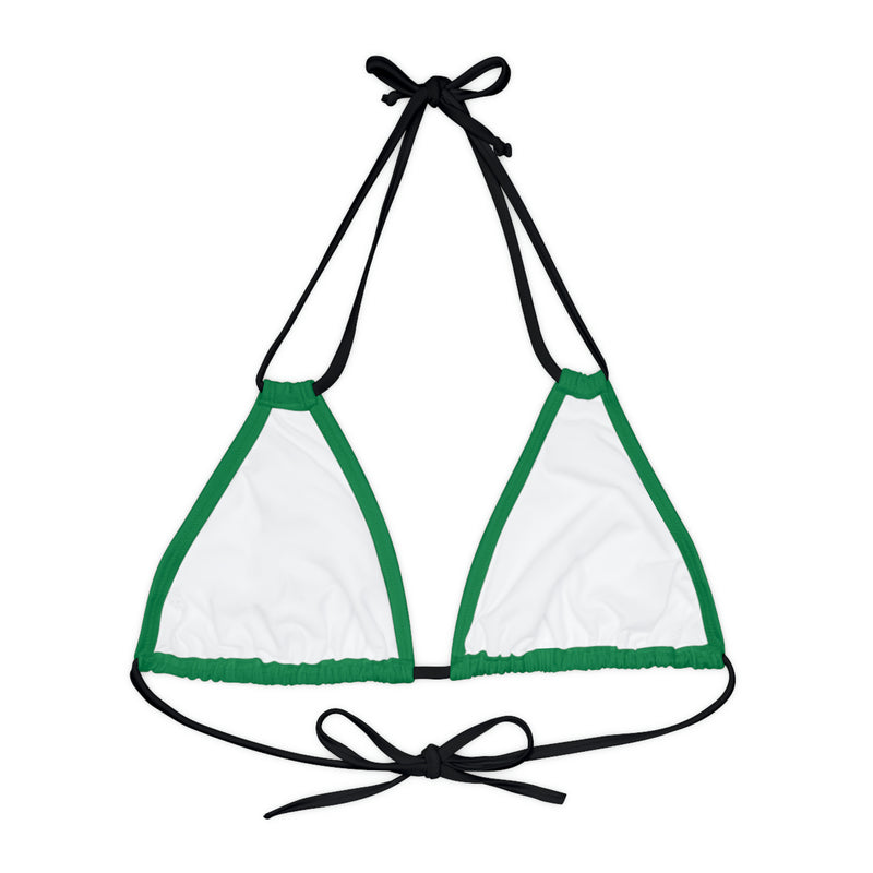 "Skull & Barrel" Base Dark Green - Right Logo - Strappy Triangle Bikini Top (AOP)