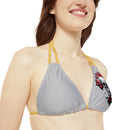 "Skull & Barrel" Base Light Grey - Left Logo - Strappy Triangle Bikini Top (AOP)