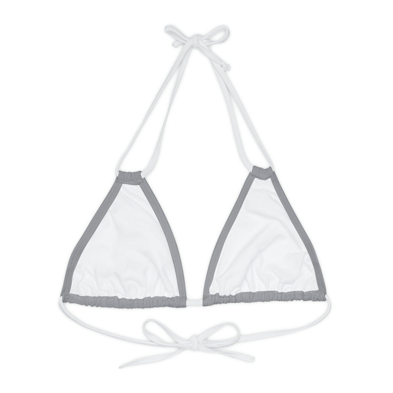 "Skull & Barrel" Base Grey - Right Logo - Strappy Triangle Bikini Top (AOP)