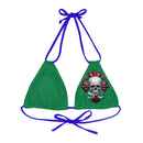 "Skull & Barrel" Base Dark Green- Left Logo - Strappy Triangle Bikini Top (AOP)