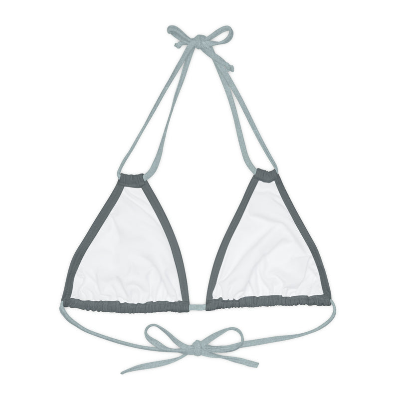 "Skull & Barrel" Base Dark Grey- Left Logo - Strappy Triangle Bikini Top (AOP)