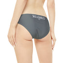 "Skull & Barrel" Base Dark Grey - White Logo - Loop Tie Side Bikini Bottom (AOP)