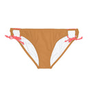 "Skull & Barrel" Base Light Brown - White Logo - Loop Tie Side Bikini Bottom (AOP)