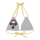 "Skull & Barrel" Base Light Grey - Right Logo - Strappy Triangle Bikini Top (AOP)