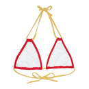 "Skull & Barrel" Base Dark Red - Left Logo - Strappy Triangle Bikini Top (AOP)