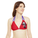 "Skull & Barrel" Base Dark Red - Left Logo - Strappy Triangle Bikini Top (AOP)