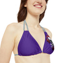 "Skull & Barrel" Base Purple - Left Logo - Strappy Triangle Bikini Top (AOP)