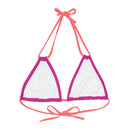 "Skull & Barrel" Base Pink - Left Logo - Strappy Triangle Bikini Top (AOP)