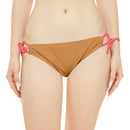 "Skull & Barrel" Base Light Brown - White Logo - Loop Tie Side Bikini Bottom (AOP)