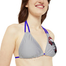 "Skull & Barrel" Base Light Grey - Left Logo - Strappy Triangle Bikini Top (AOP)