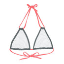 "Skull & Barrel" Base Dark Grey - Right Logo - Strappy Triangle Bikini Top (AOP)