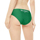 "Skull & Barrel" Base Dark Green - White Logo - Loop Tie Side Bikini Bottom (AOP)