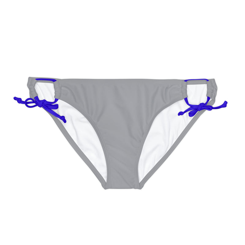 "Skull & Barrel" Base Grey - White Logo - Loop Tie Side Bikini Bottom (AOP)