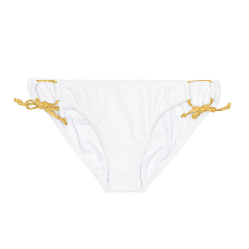 "Skull & Barrel" Base White - White Logo - Loop Tie Side Bikini Bottom (AOP)