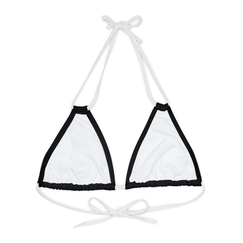 "Skull & Barrel" Base Black - Left Logo - Strappy Triangle Bikini Top (AOP)