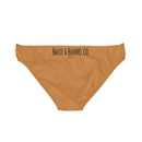 "Skull & Barrel" Base Light Brown - Black Logo - Loop Tie Side Bikini Bottom (AOP)