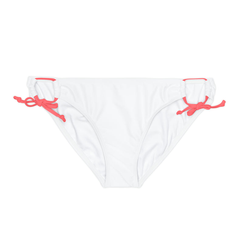 "Skull & Barrel" Base White - White Logo - Loop Tie Side Bikini Bottom (AOP)