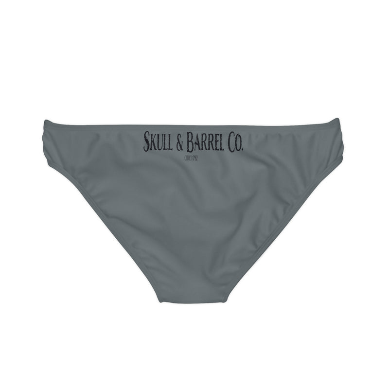 "Skull & Barrel" Base Dark Grey - Black Logo - Loop Tie Side Bikini Bottom (AOP)