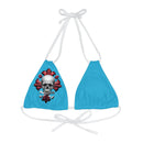 "Skull & Barrel" Base Turquoise - Right Logo - Strappy Triangle Bikini Top (AOP)