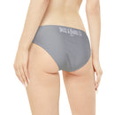 "Skull & Barrel" Base Grey - White Logo - Loop Tie Side Bikini Bottom (AOP)