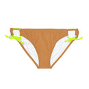 "Skull & Barrel" Base Light Brown - Black Logo - Loop Tie Side Bikini Bottom (AOP)