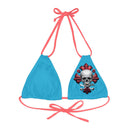 "Skull & Barrel" Base Turquoise - Left Logo - Strappy Triangle Bikini Top (AOP)