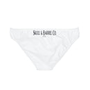 "Skull & Barrel" Base White - Black Logo - Loop Tie Side Bikini Bottom (AOP)