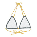 "Skull & Barrel" Base Dark Grey - Right Logo - Strappy Triangle Bikini Top (AOP)