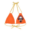 "Skull & Barrel" Base Orange - Left Logo - Strappy Triangle Bikini Top (AOP)