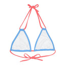 "Skull & Barrel" Base Light Blue - Right Logo - Strappy Triangle Bikini Top (AOP)
