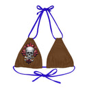 "Skull & Barrel" Base Brown - Right Logo - Strappy Triangle Bikini Top (AOP)