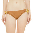 "Skull & Barrel" Base Light Brown - Black Logo - Loop Tie Side Bikini Bottom (AOP)
