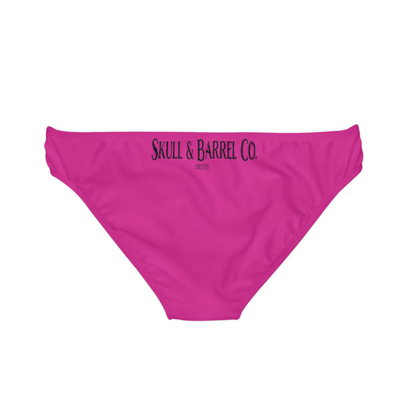 "Skull & Barrel" Base Light Pink - Black Logo - Loop Tie Side Bikini Bottom (AOP)