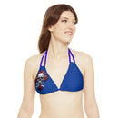 "Skull & Barrel" Base Dark Blue - Right Logo - Strappy Triangle Bikini Top (AOP)
