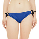 "Skull & Barrel" Base Dark Blue - Black Logo - Loop Tie Side Bikini Bottom (AOP)
