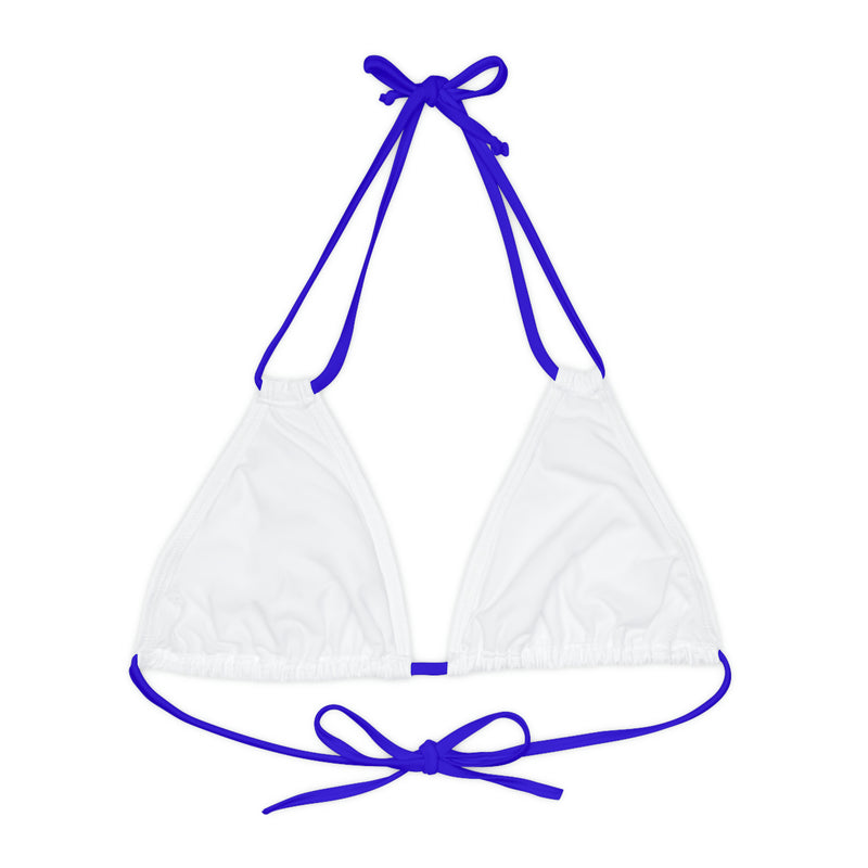 "Skull & Barrel" Base White - Right Logo - Strappy Triangle Bikini Top (AOP)