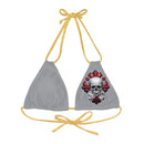 "Skull & Barrel" Base Grey - Left Logo - Strappy Triangle Bikini Top (AOP)